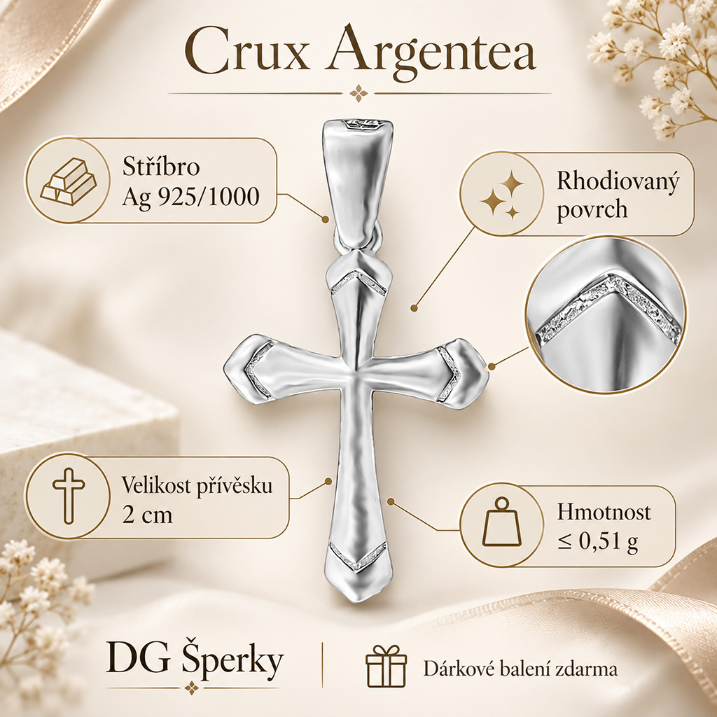 Stříbrný přívěsek křížek Crux Argentea (1)
